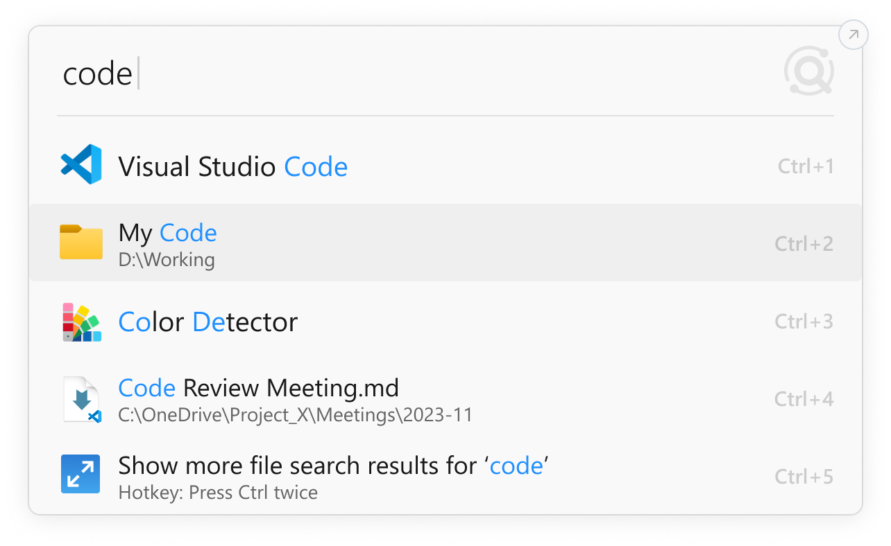 search files and apps using Listary's launcher