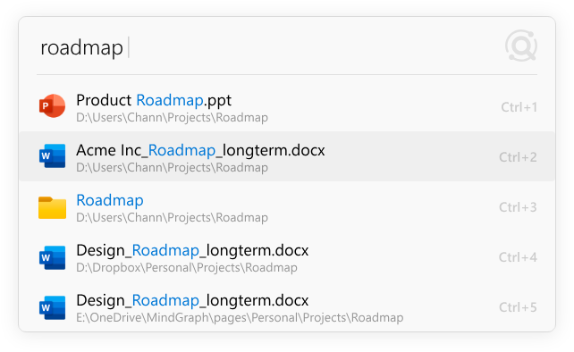 file search in Listary's Launcher window